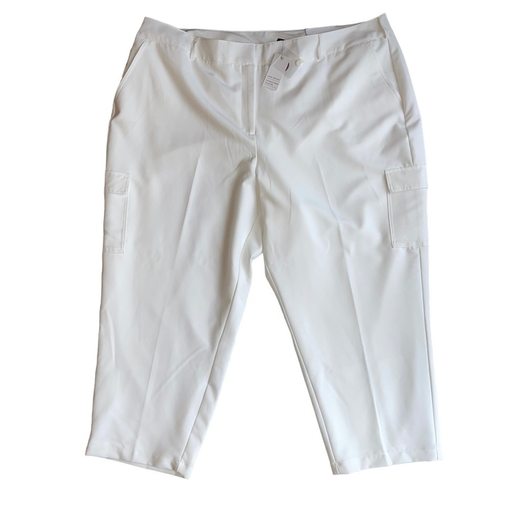 Lane Bryant size 26 The Perfect Drape Ankle pants Cargo pockets white NWT